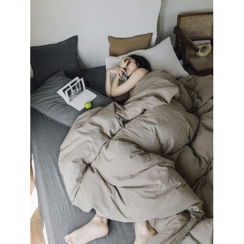 水洗棉四件套網紅全棉純色混搭北歐天竺棉簡約床包床單款純棉被套