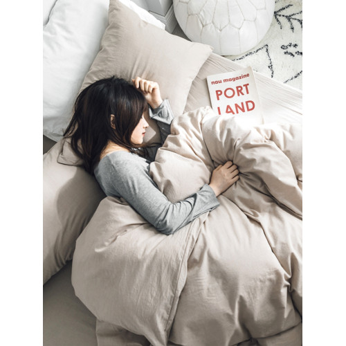 水洗棉四件套網紅全棉純色混搭北歐天竺棉簡約床包床單款純棉被套