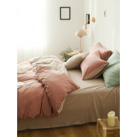 A類裸睡全棉天竺棉四件套 雙拼針織棉被套純棉床單床包親膚床品