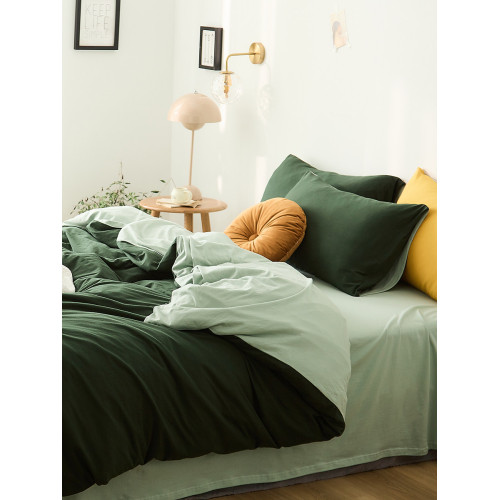 A類裸睡全棉天竺棉四件套 雙拼針織棉被套純棉床單床包親膚床品