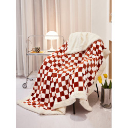ins風棋盤格牛奶絨毛毯秋冬加厚羊羔絨毛巾被子雙層保暖學生蓋毯