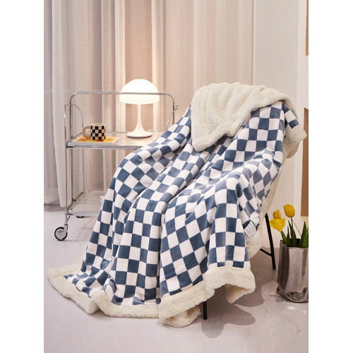 ins風棋盤格牛奶絨毛毯秋冬加厚羊羔絨毛巾被子雙層保暖學生蓋毯