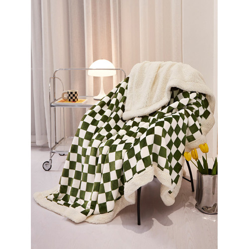 ins風棋盤格牛奶絨毛毯秋冬加厚羊羔絨毛巾被子雙層保暖學生蓋毯