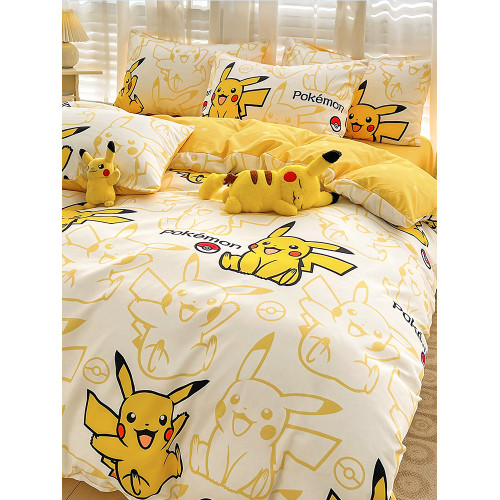 皮卡丘四件套純棉全棉2025新款卡通4被套兒童宿捨床上三件套床單