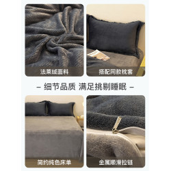 冬季輕奢牛奶絨床上四件套珊瑚絨加絨被套法蘭雙面絨床單三件套4
