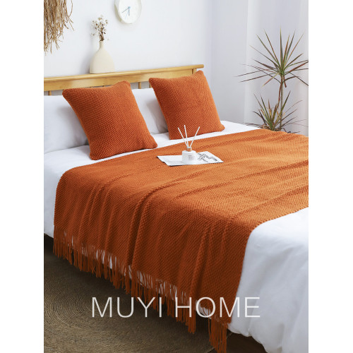 莫蘭迪針織毯民宿床尾巾毛毯裝飾搭巾客廳午睡蓋毯輕奢沙發毯子