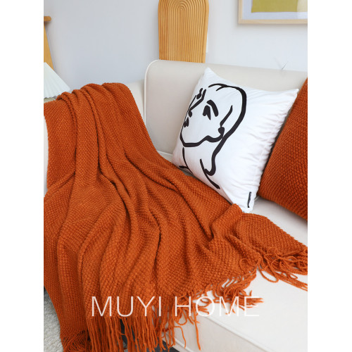 莫蘭迪針織毯民宿床尾巾毛毯裝飾搭巾客廳午睡蓋毯輕奢沙發毯子