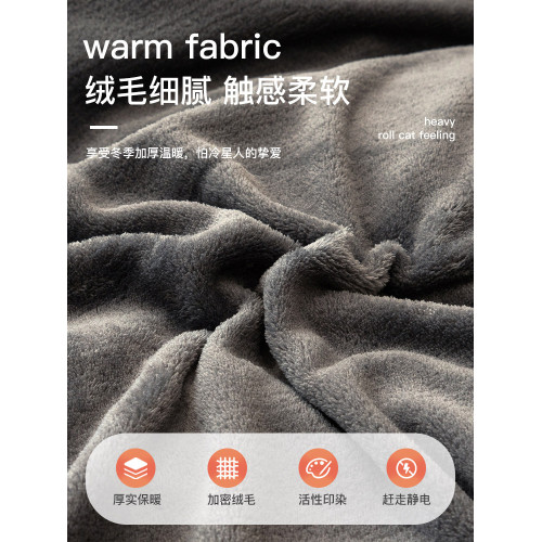 加厚牛奶絨床上四件套秋冬季珊瑚絨法蘭加絨床單被套罩簡約三件套