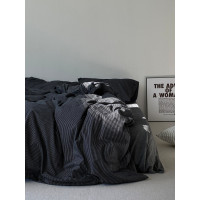 VEINSTUDIO高級冷淡風黑色條紋四件套純棉全棉床單被套床上用品