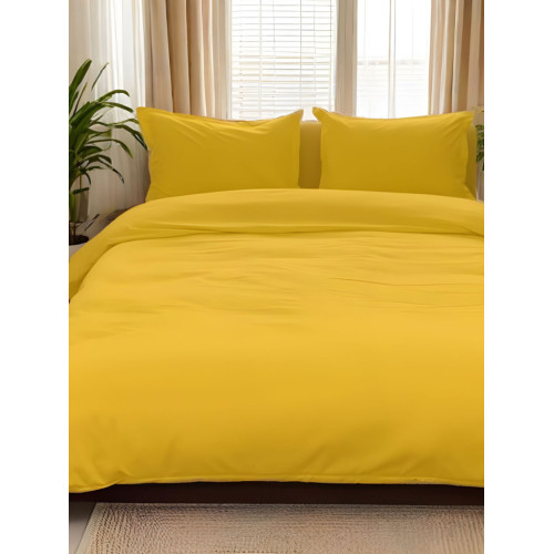 輕奢高檔純黃色四件套薑黃色三件套淺灰色床單被套素色床上用品4