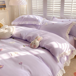 棉棉親膚被套四件套花邊床單松緊床包韓版公主風四季3件套水洗棉