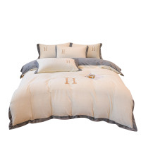 出口歐洲A類母嬰級牛奶絨床上四件套加厚珊瑚絨保暖被套加絨冬季