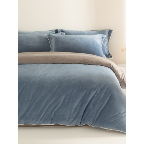 牛奶絨四件套珊瑚絨冬季保暖絨面輕奢床上雙面加絨被套床品法蘭絨