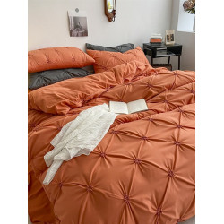 韓版瑪奇朵全棉純棉四件套水洗棉公主風扭花簡約純色床單床包ins3