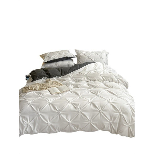 韓版瑪奇朵全棉純棉四件套水洗棉公主風扭花簡約純色床單床包ins3