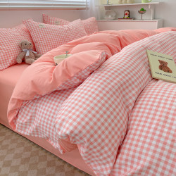 ins簡約床上用品四件套純棉全棉床單被罩被套床包宿捨三件套四季4