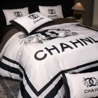 歐式輕奢冰絲四件套絲滑裸睡被套床單真絲高級感美式潮牌床上用品