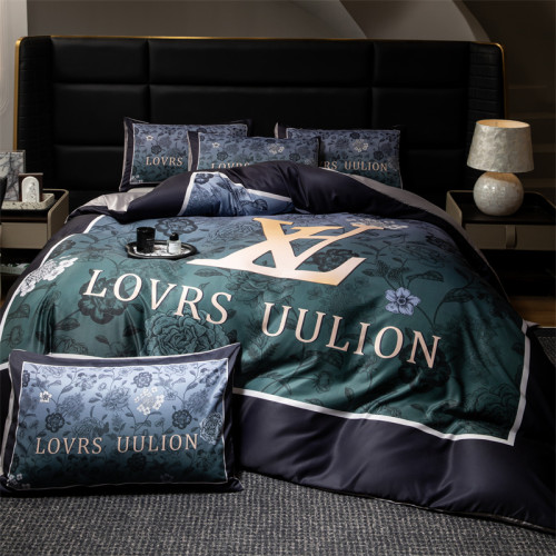 歐式輕奢冰絲四件套絲滑裸睡被套床單真絲高級感美式潮牌床上用品