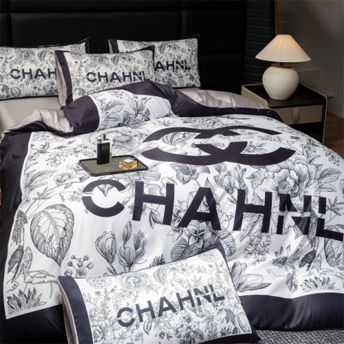 歐式輕奢冰絲四件套絲滑裸睡被套床單真絲高級感美式潮牌床上用品