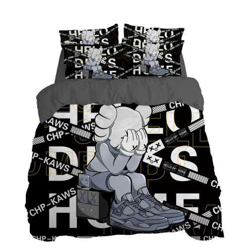 潮牌網紅簡約四件套個性黑色男士被套床單1.5米m學生宿捨床三件套