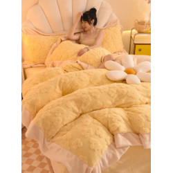 冬季牛奶絨四件套保暖裸睡被套加厚珊瑚絨床單被罩韓式法蘭絨套件