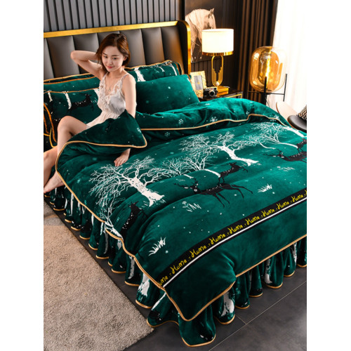 牛奶絨四件套珊瑚絨被套床單加絨加厚雙面絨法蘭絨床上用品床裙款