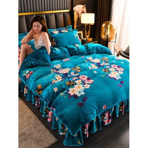 牛奶絨四件套珊瑚絨被套床單加絨加厚雙面絨法蘭絨床上用品床裙款