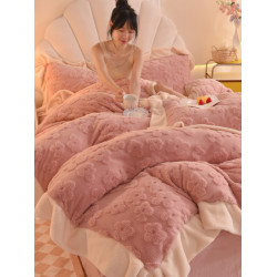 冬季8斤加厚四件套雙面牛奶絨加絨被罩厚實速暖珊瑚絨床罩寶寶絨4