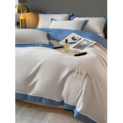 歐式親膚刺綉床上四件套非純棉全新棉輕奢床罩套床包裸睡被套床單