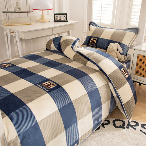 加厚寢室上下鋪牛奶絨三件套雙面加絨珊瑚絨單人大學生宿捨被罩