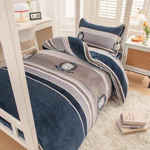 加厚寢室上下鋪牛奶絨三件套雙面加絨珊瑚絨單人大學生宿捨被罩