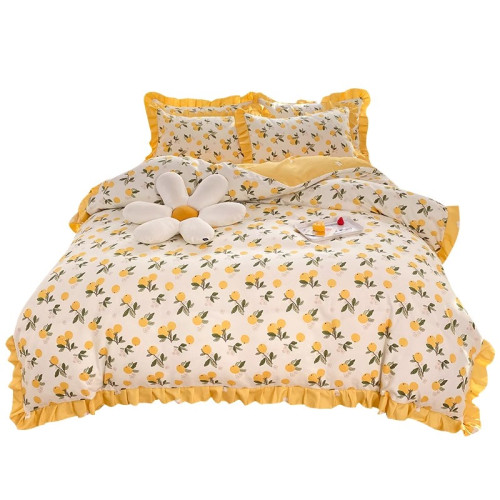 公主風床裙純棉四件套全棉100加厚床單被套罩學生宿捨床品三件套4