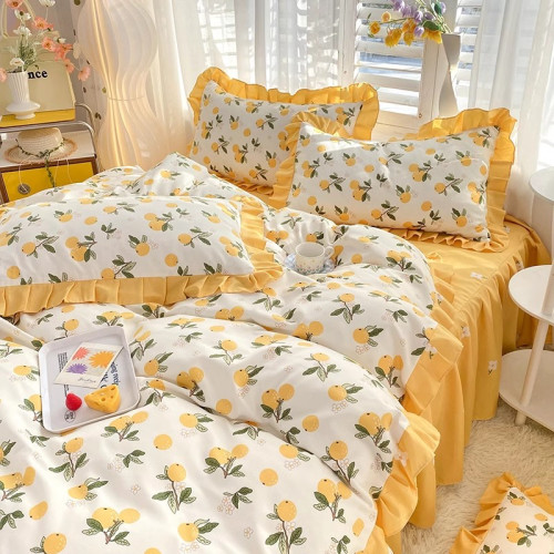 公主風床裙純棉四件套全棉100加厚床單被套罩學生宿捨床品三件套4