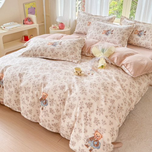 秋冬加厚磨毛四件套床單被套床包罩款純水洗棉學生宿捨床上三件套