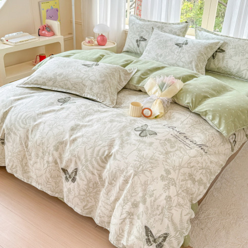 秋冬加厚磨毛四件套床單被套床包罩款純水洗棉學生宿捨床上三件套