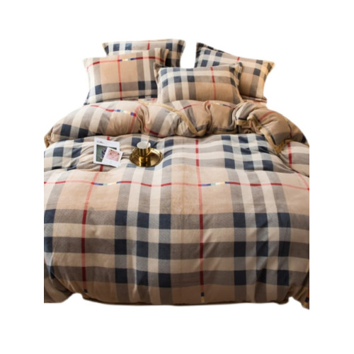 加厚格子牛奶絨四件套冬季加絨床單雙面絨被套條紋珊瑚絨保暖床品 加厚格子牛奶絨四件套冬季加絨床單雙面絨被套條紋珊瑚絨保暖床品