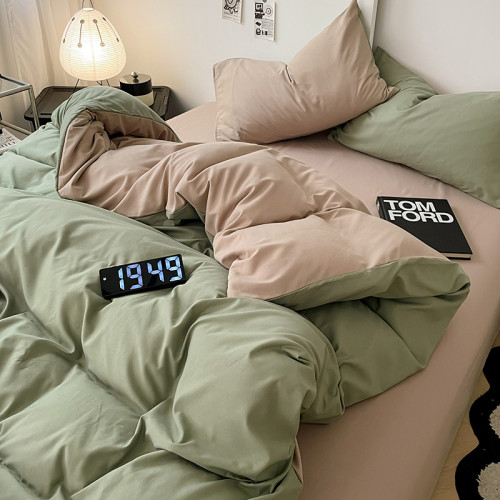 新款ins簡約床上四件套床包純色水洗棉四季被套床單人宿捨三件套4 新款ins簡約床上四件套床包純色水洗棉四季被套床單人宿捨三件套4