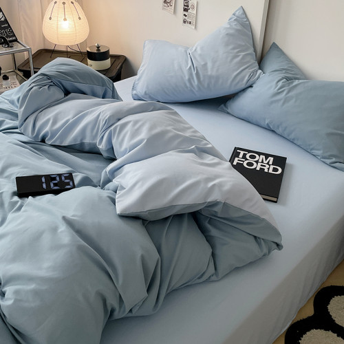 新款ins簡約床上四件套床包純色水洗棉四季被套床單人宿捨三件套4 新款ins簡約床上四件套床包純色水洗棉四季被套床單人宿捨三件套4