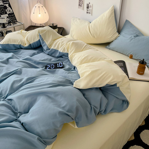 新款ins簡約床上四件套床包純色水洗棉四季被套床單人宿捨三件套4 新款ins簡約床上四件套床包純色水洗棉四季被套床單人宿捨三件套4