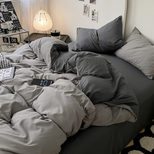 新款ins簡約床上四件套床包純色水洗棉四季被套床單人宿捨三件套4 新款ins簡約床上四件套床包純色水洗棉四季被套床單人宿捨三件套4