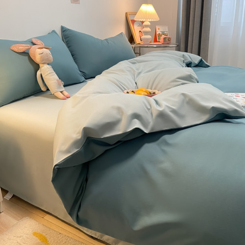 水晶家紡官方旗艦店ins簡約純棉四件套全棉純色床包被套床上用品