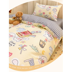 無印良品全棉四件套純棉ins被套床單 卡通兒童學生單人宿捨三件套