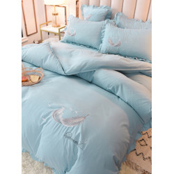 床上四件套四季全棉純棉床裙公主風純色少女心小紅書被套床罩被單