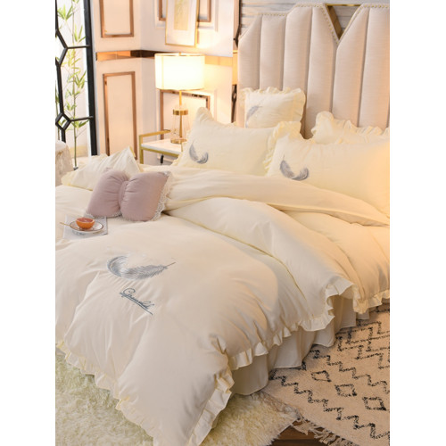 床上四件套四季全棉純棉床裙公主風純色少女心小紅書被套床罩被單