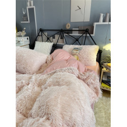 冬季加厚水貂絨床上四件套粉色珊瑚絨被套女生床單學生宿捨三件套