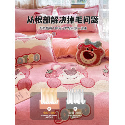 卡通牛奶絨床上四件套秋冬加厚加絨2026新款珊瑚絨被套床單三件套