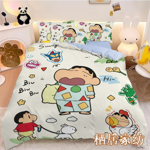 蠟筆小新上下鋪學生宿捨三件套非純棉全棉床單被套床包被罩四件套