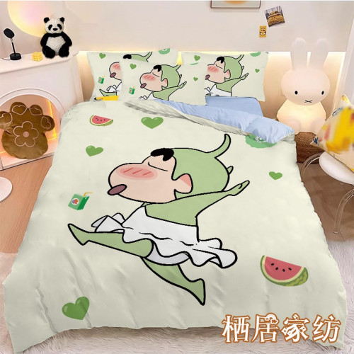 蠟筆小新上下鋪學生宿捨三件套非純棉全棉床單被套床包被罩四件套