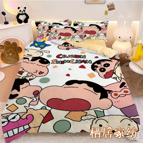 蠟筆小新上下鋪學生宿捨三件套非純棉全棉床單被套床包被罩四件套