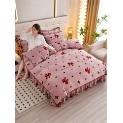 8.5斤冬季加厚牛奶絨單被套四件套雙面金貂絨被罩床裙款床上用品